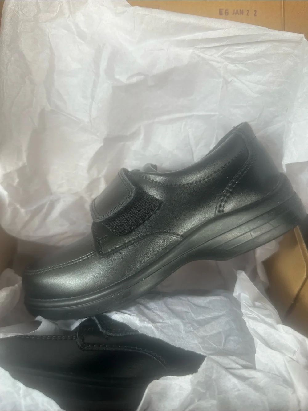 Hush Puppies Kids Black Hook-and-Loop Dress Shoe